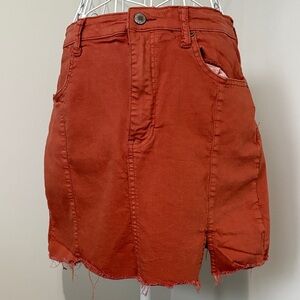 Rust Red Denim Mini Skirt